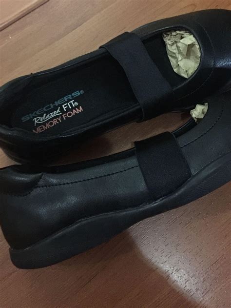 Skechers black leather shoes, Women's Fashion, Footwear, Sneakers on Carousell