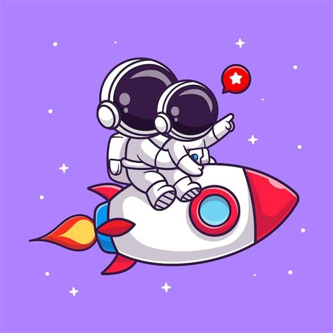 Lindo Astronauta Montando Cohete Con Beb Astronauta En El Espacio