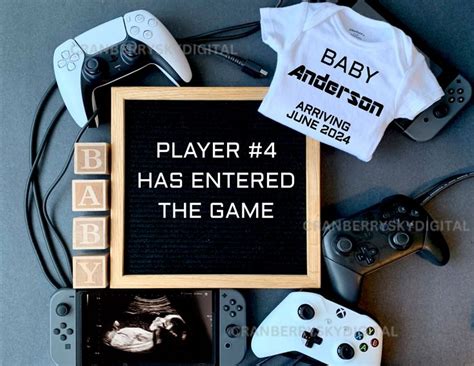 Digital Funny Video Game Player Pregnancy Announcement Player Number