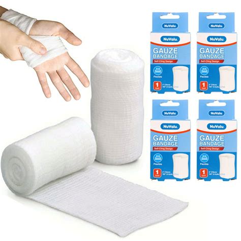 4 Rolls Gauze Bandage Self Adhesive Soft Cloth Surgical Tape Flexible 3