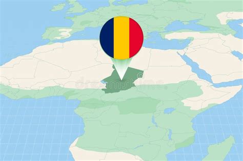 Map Illustration Of Chad With The Flag Cartographic Illustration Of