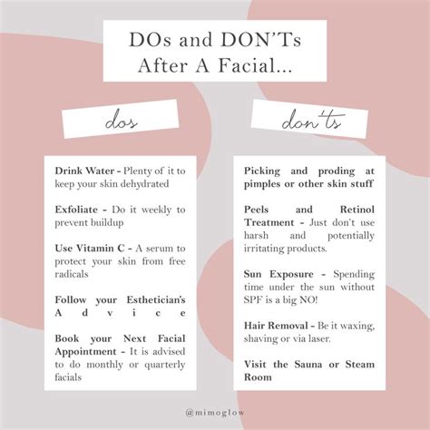 Dos And Don Ts After A Facial Skin Care Business Skin Advice