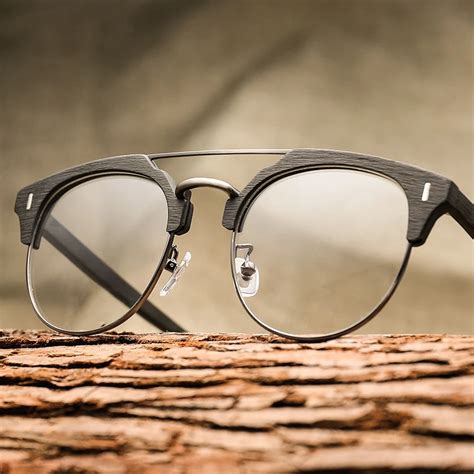 Buy Wood Texture Eyeglass Frames Men Optical Plain Glasses Women Half Frame