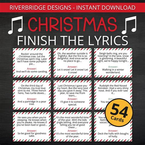 Christmas Finish The Lyrics Game Printable Christmas Carols Game