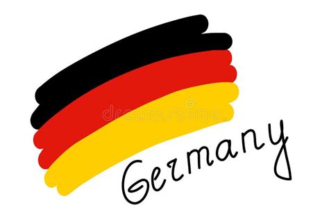 Flag Of Germany Simple Stylized Vector Illustration With Freehand Text