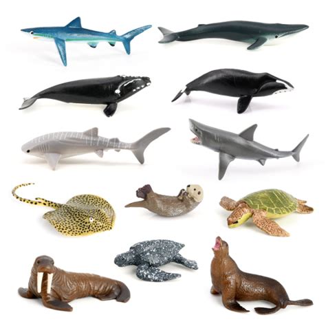 Volnau 14pcs Atlantic Shark Toys Sea Creature Toys Ocean Sea Animal