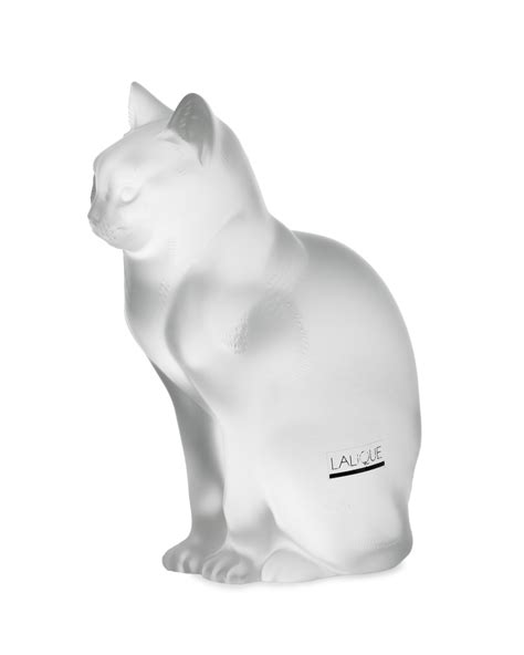 Lot A Lalique Chat Assis Frosted Art Glass Cat