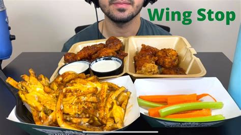 Wing Stop Mukbang Atomic Boneless Wings Mango Habanero Tenders Louisiana Voodoo Fries Tos