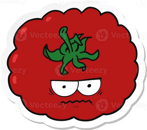 Pegatina De Un Tomate Enojado De Dibujos Animados Png