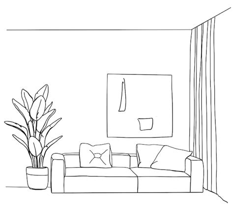 Premium Vector | Home interior sketch illustration vector