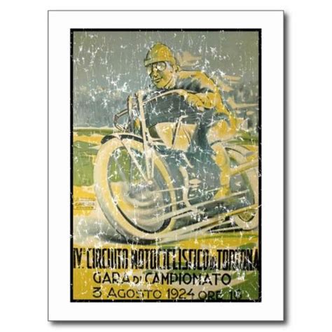 Circuito Motociclistico 1924 Distressed Postcard Zazzle Vintage