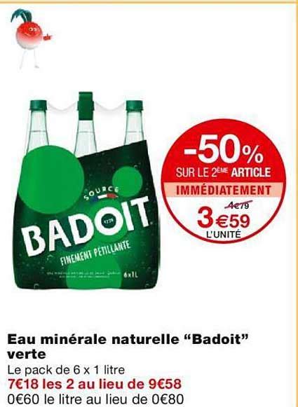 Promo Eau Min Rale Naturelle Badoit Verte Chez Monoprix Icatalogue Fr