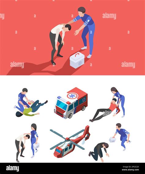 Ambulance Personal Reanimation Medical Service Characters Healthcare