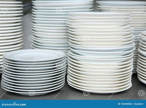 Piled Stack Of Clean Dishes Plates Royalty Free Stock Image Image