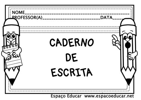 Espa O Educar Capas Para O Caderno De Escrita Escolha A Sua Gr Tis