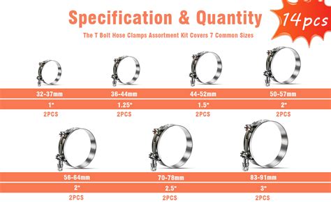 Amazon Wysiwyka Pcs Sizes T Bolt Hose Clamps Stainless