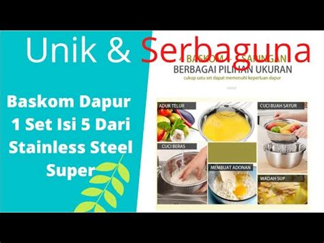 Perabotan Dapur Baskom Dapur Set Isi Dari Stainless Steel Super