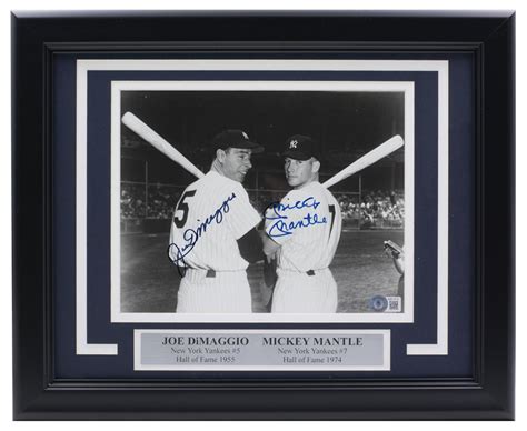 Mickey Mantle Joe Dimaggio Signed X Custom Framed Photo Display