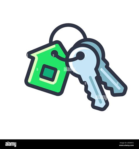 Cartoon house keys icon with house shaped key ring. New home symbol ...