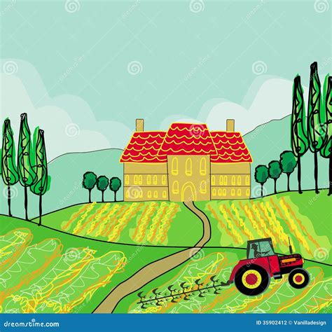 Tractor Plowing Field Stock Vector Illustration Of Farming 35902412