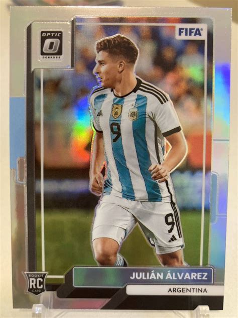 Julian Alvarez 2022 23 Panini Donruss Soccer FIFA Base Optic Holo RC