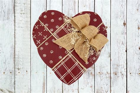 Heart Plaque Heart Wall Hanging Barn Red Country Heart Rustic Red