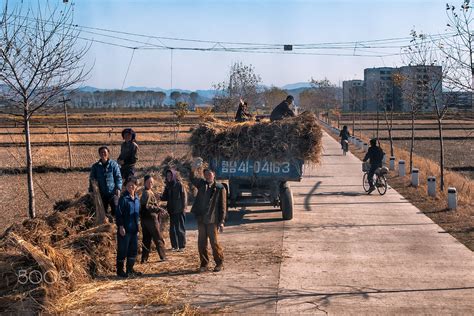 North Korean Street View A Typical Street View Of People On The Main