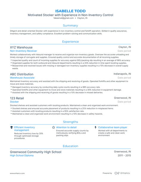 Stocker Resume Examples Guide For