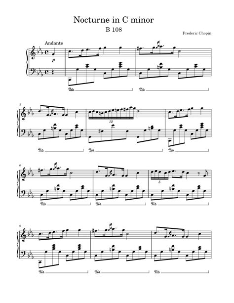 Nocturne In C Minor B 108 Sheet Music For Piano Solo