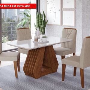 Conjunto Sala De Jantar Gata X Tampo Mdf Cadeiras Nicole Cimol