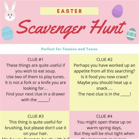 Free Easter Egg Hunt Clues For Teenagers