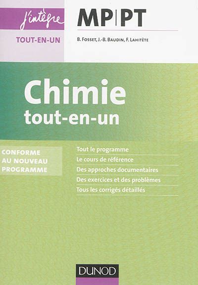 Chimie Tout En Un Mp Pt Conforme Au Nouveau Programme De Bruno Fosset