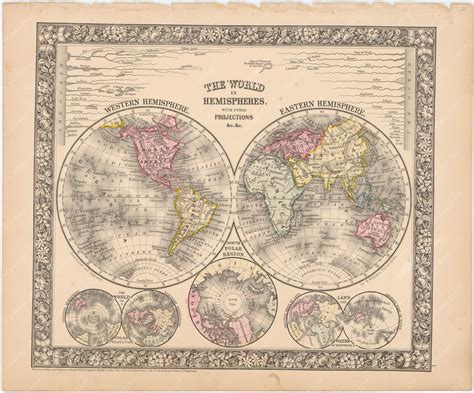 map of the world with hemispheres 2