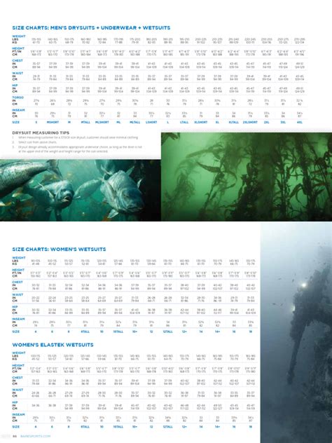 Bare Wetsuits Size Chart | PDF | Softlines (Retail) | Diving Equipment