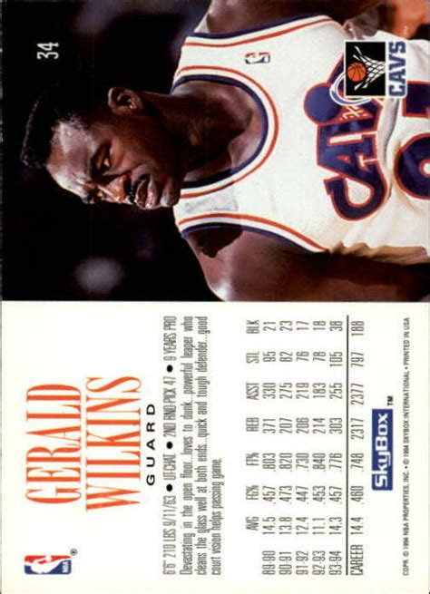 1994 95 SkyBox Premium Cleveland Cavaliers Basketball Card 34 Gerald