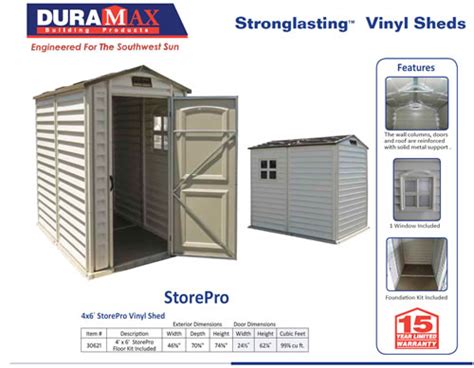 DuraMax 4x6 StorePro Vinyl Storage Shed Kit w/ Floor (30621)