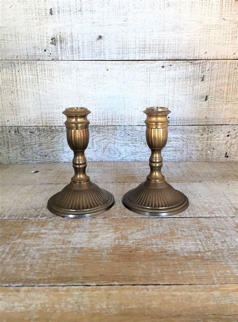 Brass Candlestick Holders Brass Candle Holder Mid Century Etsy Brass Candlesticks Brass