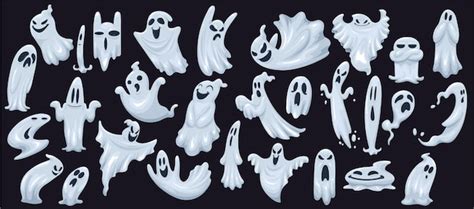 Premium Vector Hand Drawn Vector Set Of Cartoon Ghosts With Different