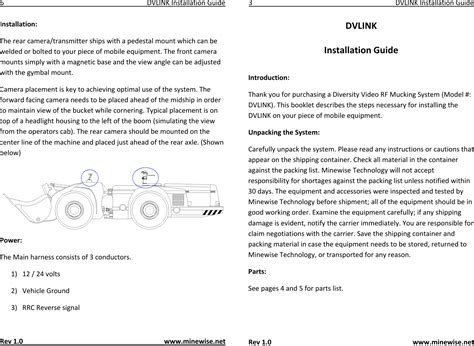 Minewise Technology DVLINK VIDEO TRANSMISSION FROM A CAMERA TO A ...