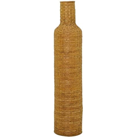 Litton Lane Brown Tall Woven Floor Bamboo Decorative Vase The