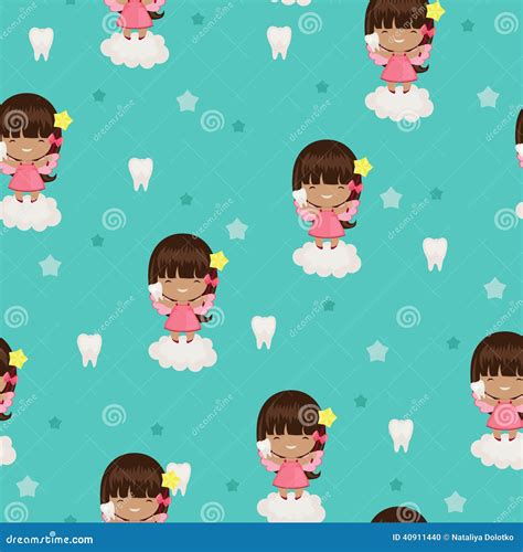 Tooth Fairy Seamless Wallpaper Stock Vector - Illustration of fairy ...