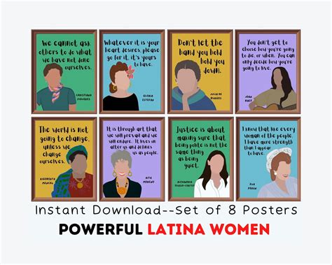 Latina Women Set Of 8 Printable Posters Motivational Classroom Decor Womens History Month