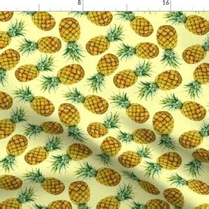 Party Pineapples Fabric Watercolor Pineapples By Svetlana Prikhnenko