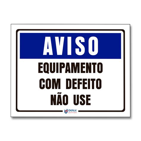 Placa Aviso Equipamento Defeito Não Use Idealle Acrilicos Store