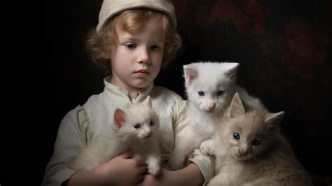 Premium AI Image | Children playing with puppies and kittens