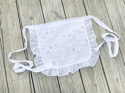 White Eyelet Ruffle Apron Costume Party Aprons French Maid Apron