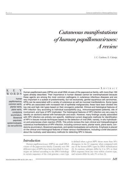 Cutaneous Manifestations Of Human Papillomaviruses A Review