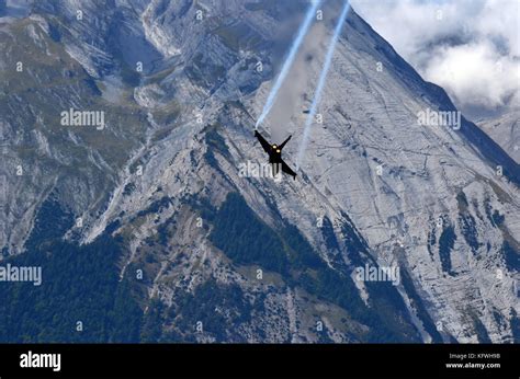 Sion Switzerland September 15 Silhouette Dassault Rafale In The Breitling Air Show