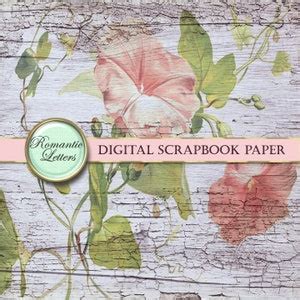 Shabby Chic Digital Scrapbook Paper Pack Pink Floral Digital Etsy