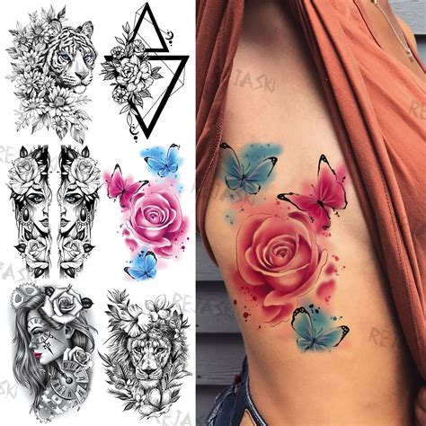 Aquarell Rose Schmetterling Tempor Re Tattoos F R Frauen Erwachsene